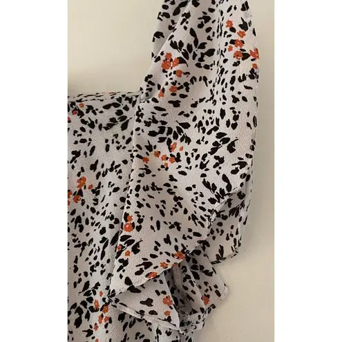 Roommates Floral Petal Sleeve Cinched High Collar Blouse Top Women's Sz S