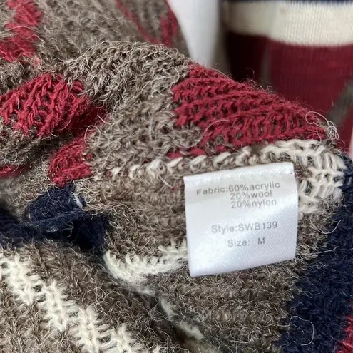 Elan Geometric Western Aztec Hooded Open Wool Cardigan Size M