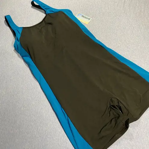 Sporti Womens Scoop Neck Unitard Swimsuit Size 18 Black/Blue