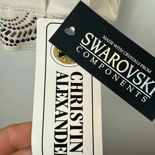 Christine Alexander Cream Silver Embroidered Jean Jacket Size M