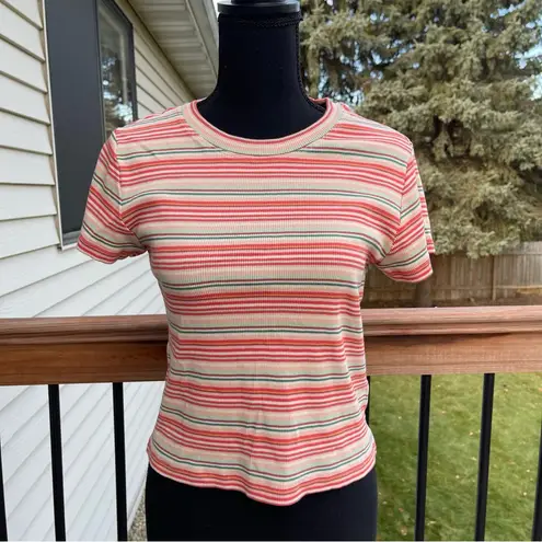 Marine layer Women's Lexi Rib Sun-In Crew Tee Medium Multi Stripe Original Rib