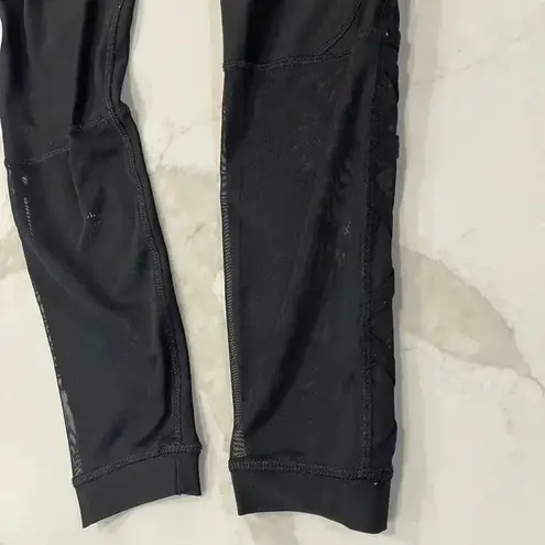 RBX Atheltic Black Leggings Criss Cross Mesh Calf Women’s Small Yoga Athleisure