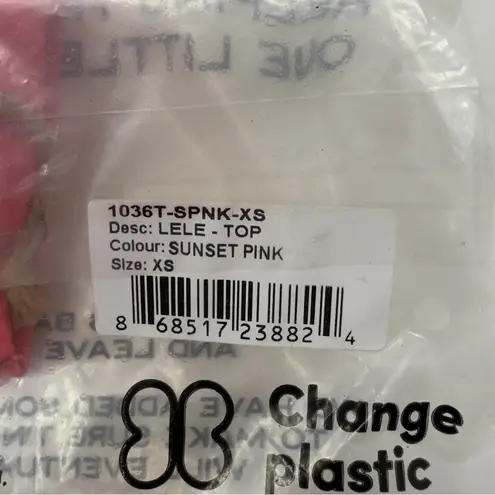 Stone Fox Swim LELE Bandeau Bikini Top Sunset Pink Knot Detail Side Ruched XS