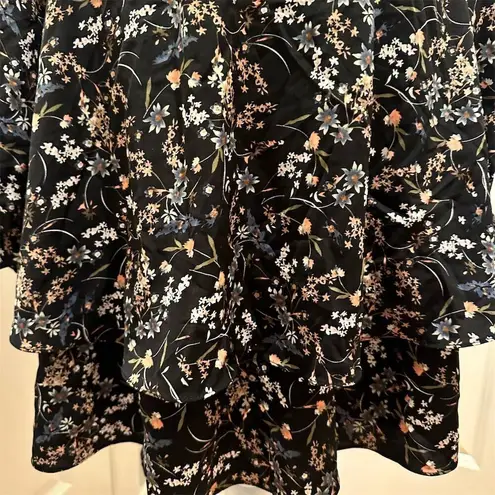 French Kiss Floral Print Mini Dress Ruffled Hem Long Sleeve Women's Size 3X