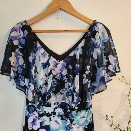 Connected Apparel Blue Floral Dress Size 6