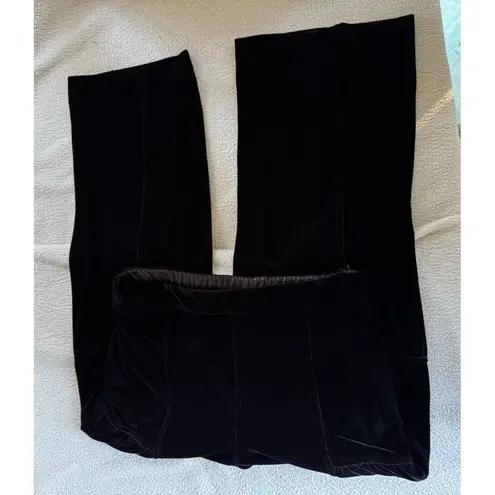 Soft Surroundings Veletta Velvet Pants Women's M Black Wide Leg Stretch