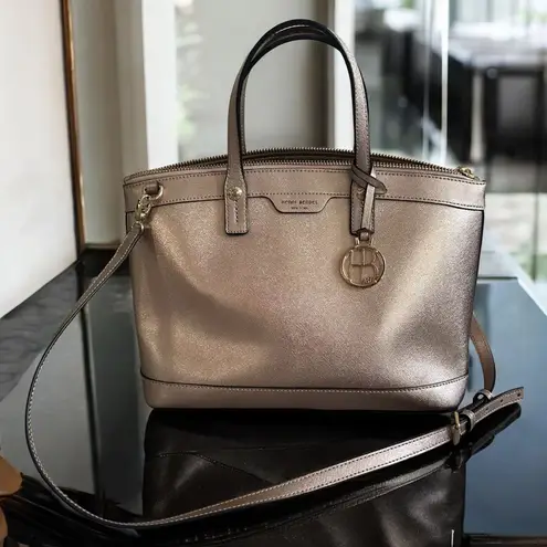 Henri Bendel Rose Gold Saffiano Leather Large Satchel Crossbody Bag