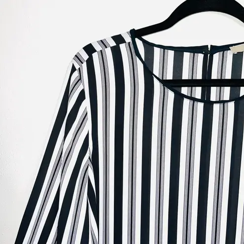 The Loft Black & White Striped Bell Sleeve Blouse
