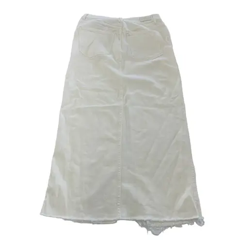 DL1961  Skirt Womens 27 White Asra Maxi Denim Raw Hem Slit Front Cotton