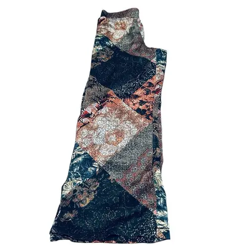 Johnny Was Mabel Silk Velvet Palazzo Pants Wide Leg Elastic Waist Printed XS