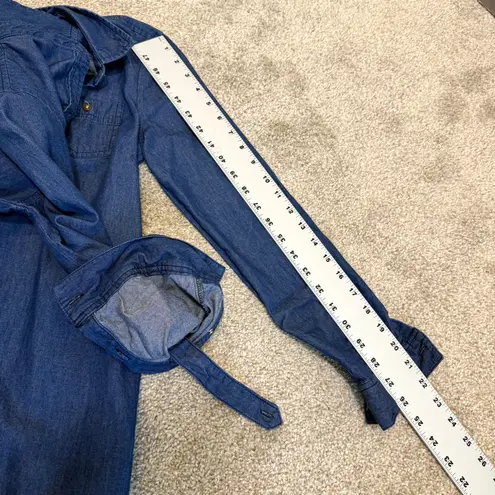 Maison Jules XS belted chambray button front shirt dress D2 2336