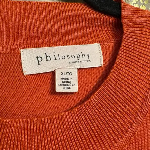 Philosophy  Pumpkin Orange Lightweight Fitted Short Sleeve Sweater Top XL