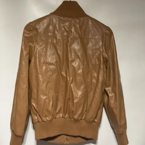 Maternity Faux Leather Vintage Full Zip Jacket Medium Tan Size undefined