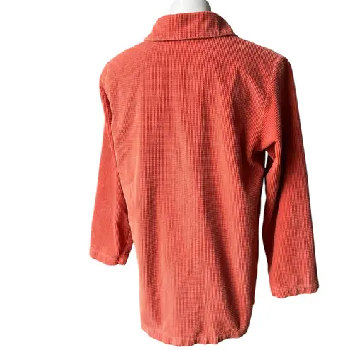 Bryn Walker Vintage Cotton Waffle Corduroy Button Down Shacket Orange, Sz M