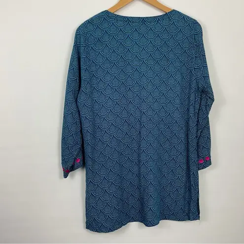 Escapada Living Embroidered Split Neck Tunic Top Size Medium