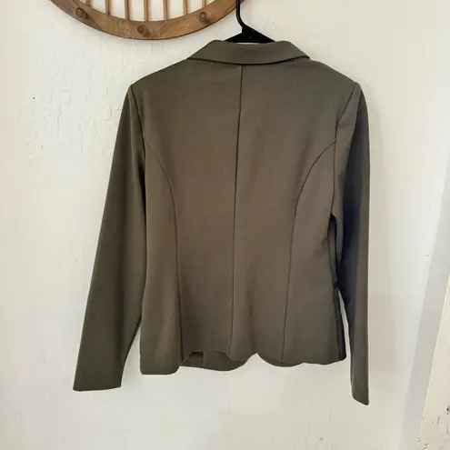 Ichi Mossy Green Supple Cinched Jersey Stretch Single Breast Blazer Medium