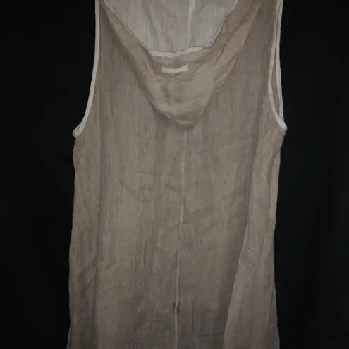Beige Creme Grass Fine Burlap Hoodie Tunic L Size L