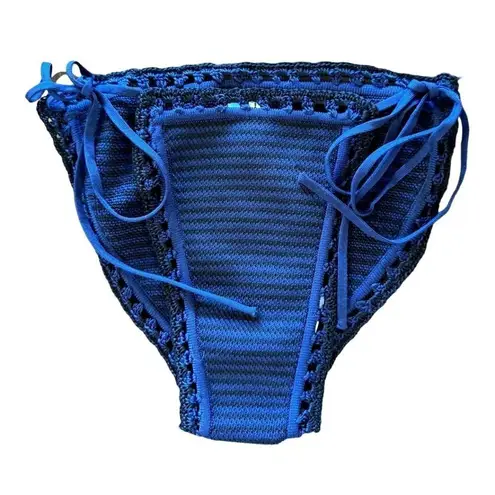 Solid & Striped Navy Blue Black Knit Crochet Tie Side The Clara Bikini Bottom S