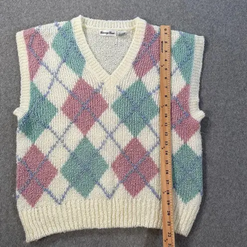 Vintage Carriage Court Pastel Argyle Sweater Vest Pink Green White Size Small