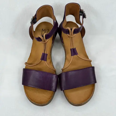 Miz Mooz New York City Purple Leather Ankle T-Strap Gladiator Sandals 40 US 9.5
