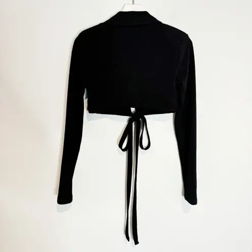 We Wore What Danielle Bernstein Wrap Tie Front Crop Top Black Revolve Size Medium