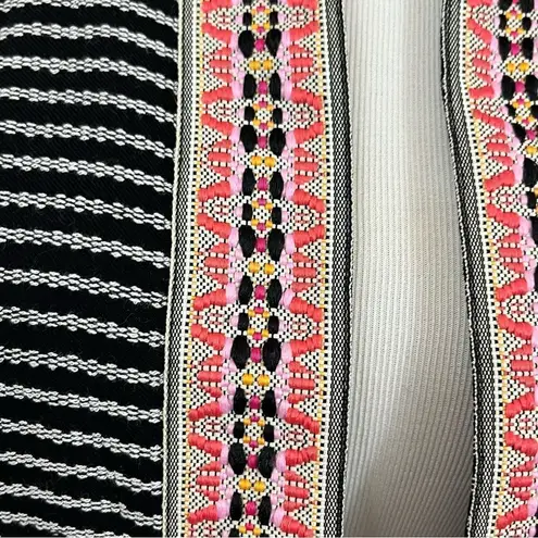 Rafaella Mixed Prjnt Black White Pink Open Cropped Blazer Jacket PS