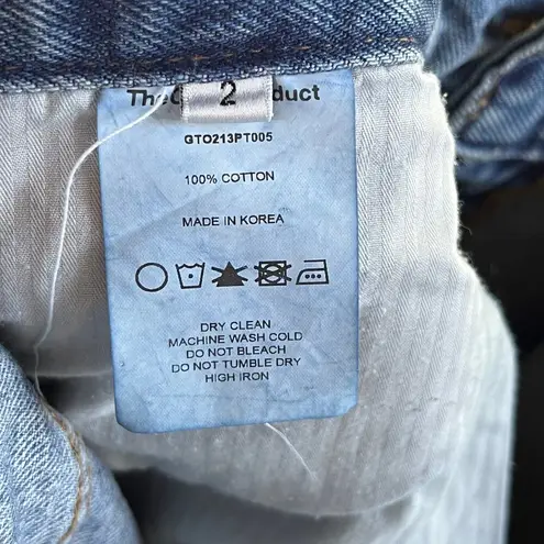 TheOpen Product Women's Super High Rise Ripped Knee Jeans Size 2 (30" Waist) Blue