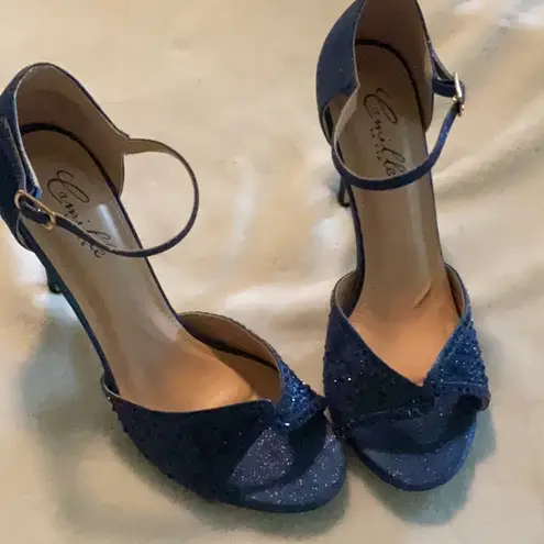 Camille La Vie Blue Heeled Sandals with Ankle Strap, wedding, prom, formal