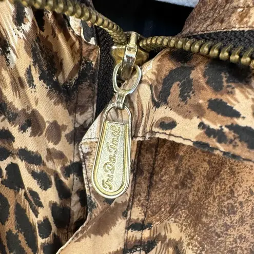 FUDA INTERNATIONAL Vintage Animal Print Tiger Silk Bomber Jacket Size Medium Black