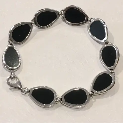 Onyx Black & Sterling Silver Filigree Bracelet