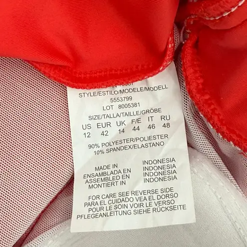 Swim Solutions Swim Dress Size 12 Bow Front Tummy Control Swimsuit Orange NWT