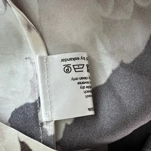 Eskandar Silk Satin Watercolor Rose Flower Print Pattern Kaftan Blouse Top L