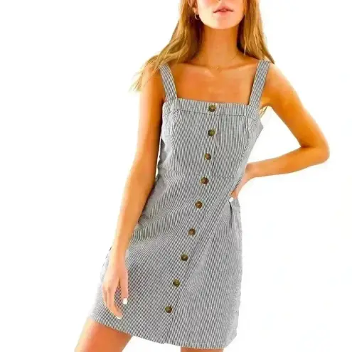 Hollister  Womens Pinstripe Dress Size Medium Short Button Down Front