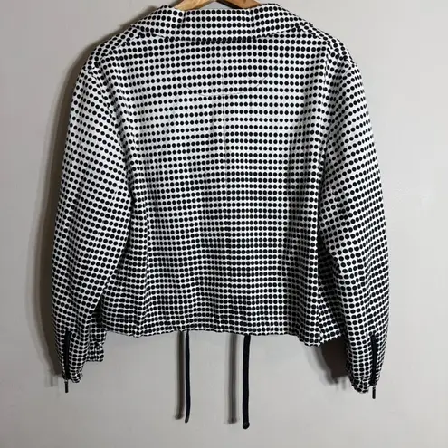 Akris Punto Polka Dot Blazer Jacket Women's 16 Black White Cropped Designer Chic