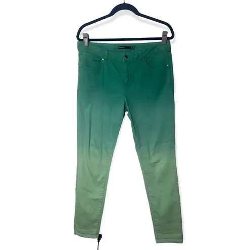 Karen Millen SZ 10 mid-rise gradient green skinny jeans