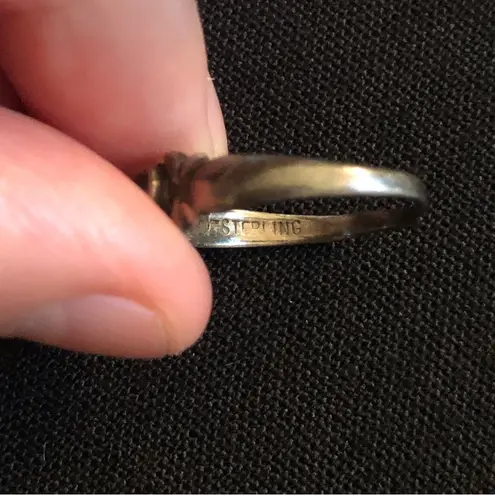 Sterling Silver signed turquoise heart ring Navajo