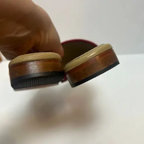 Artemis Pink White Silk Mule Slides Sz. 37 (US 6.5)