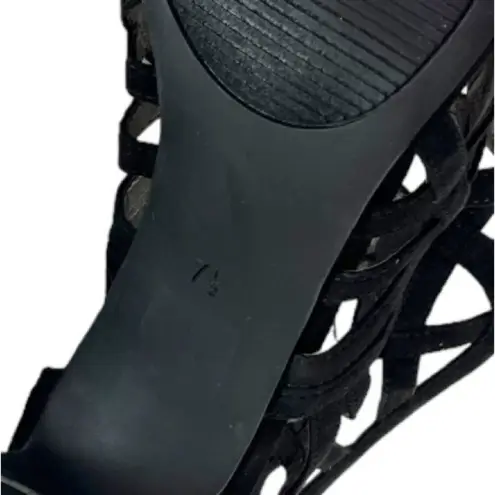 Kelly & Katie Cage Heels 4” Pumps Sandals Heel Zip Black Suede Women’s Size 7.5M