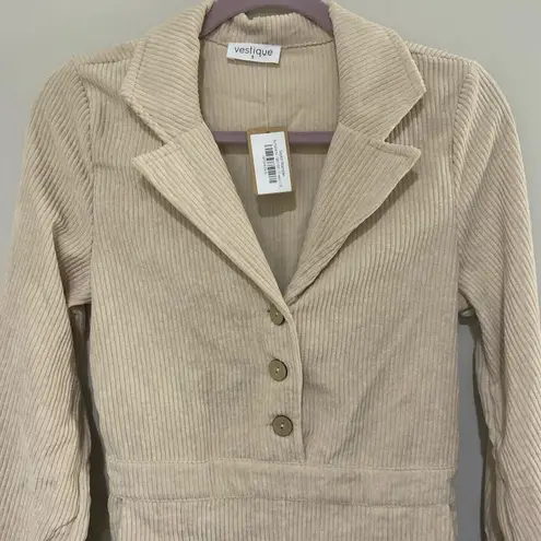Vestique Taylor Cream Woven Corduroy Romper Size Small NWTS