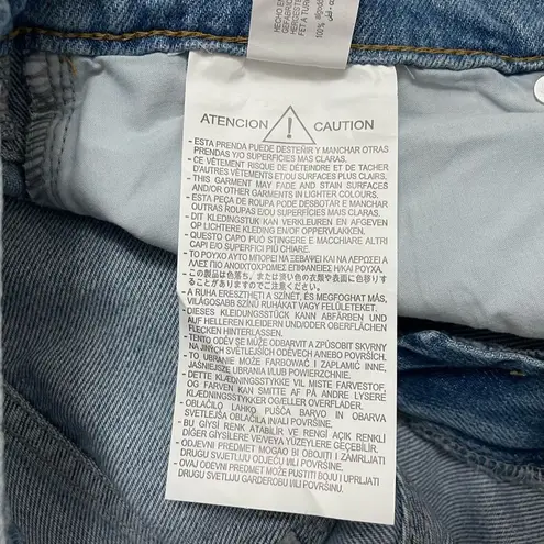 Stradivarius Super Wide Leg High Rise Slouchy Jeans Medium Wash Raw Hem Size 14