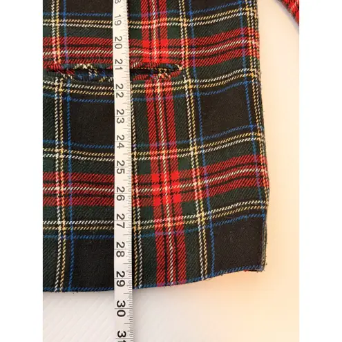 Sag Harbor Woman Plaid Blazer Jacket Black Red Green Wool Blend Size 20 Chrismas