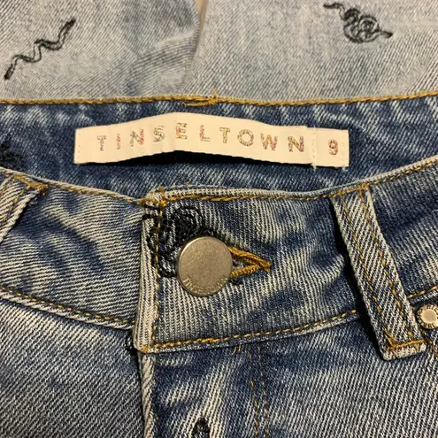 Tinseltown Snake Embroidered Crop Jeans