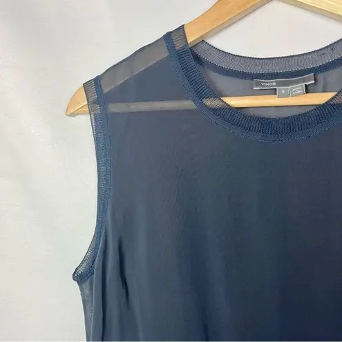 Vince  Navy Blue Chiffon Silk Sleeveless Blouse S