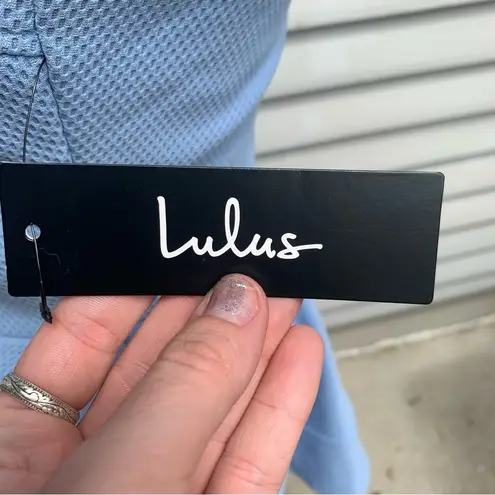 Lulus Baby Blue Home Before Daylight Periwinkle Dress; size Medium