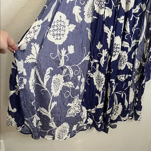 Anthropologie Blue Floral Casual Beach Wrap Pant Size Medium