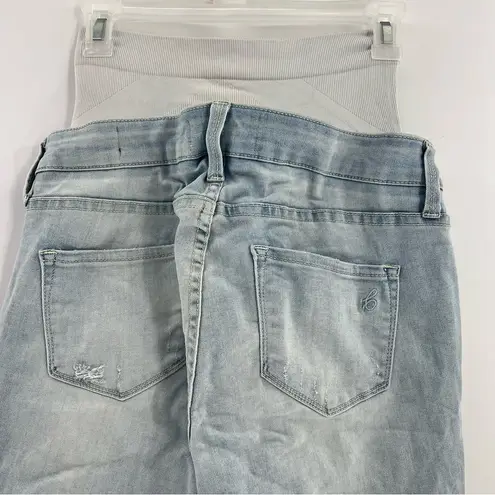 Blanqi Maternity Postpartum Denim Skinny jeans bellyband light wash distressed 8 Blue