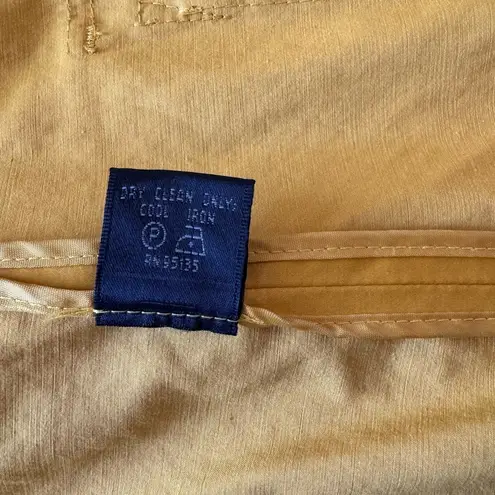 Lafayette 148 Women's Mustard Button-Up Blouse Jacket Size 6 Satin 3/4 Sleeve