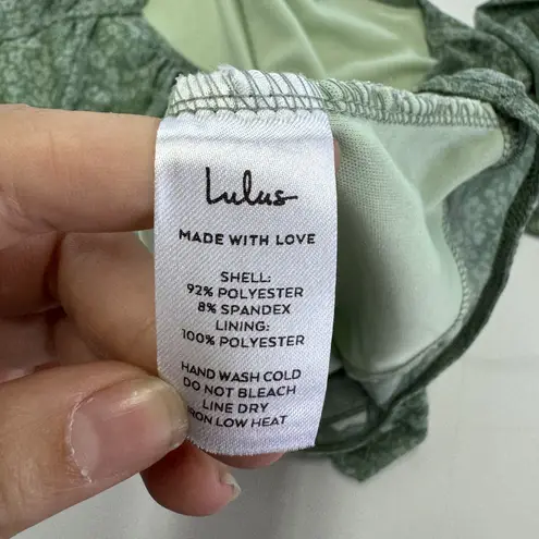 Lulus Bodysuit Womens Medium Green Major Aesthetic Sage Green Ditsy Floral Mesh