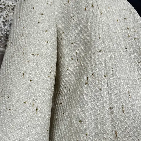 Mina Self Collarless Open Front Fully Lined Elegant Fitted Tweed Blazer NWT