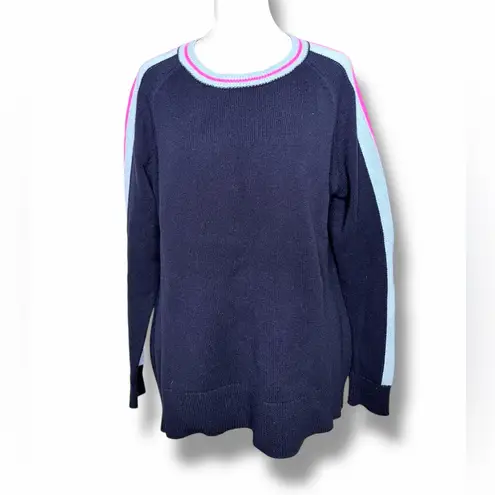 Sail To Sable merino wool blend navy blue accent Sweater size large a38 - Image 3